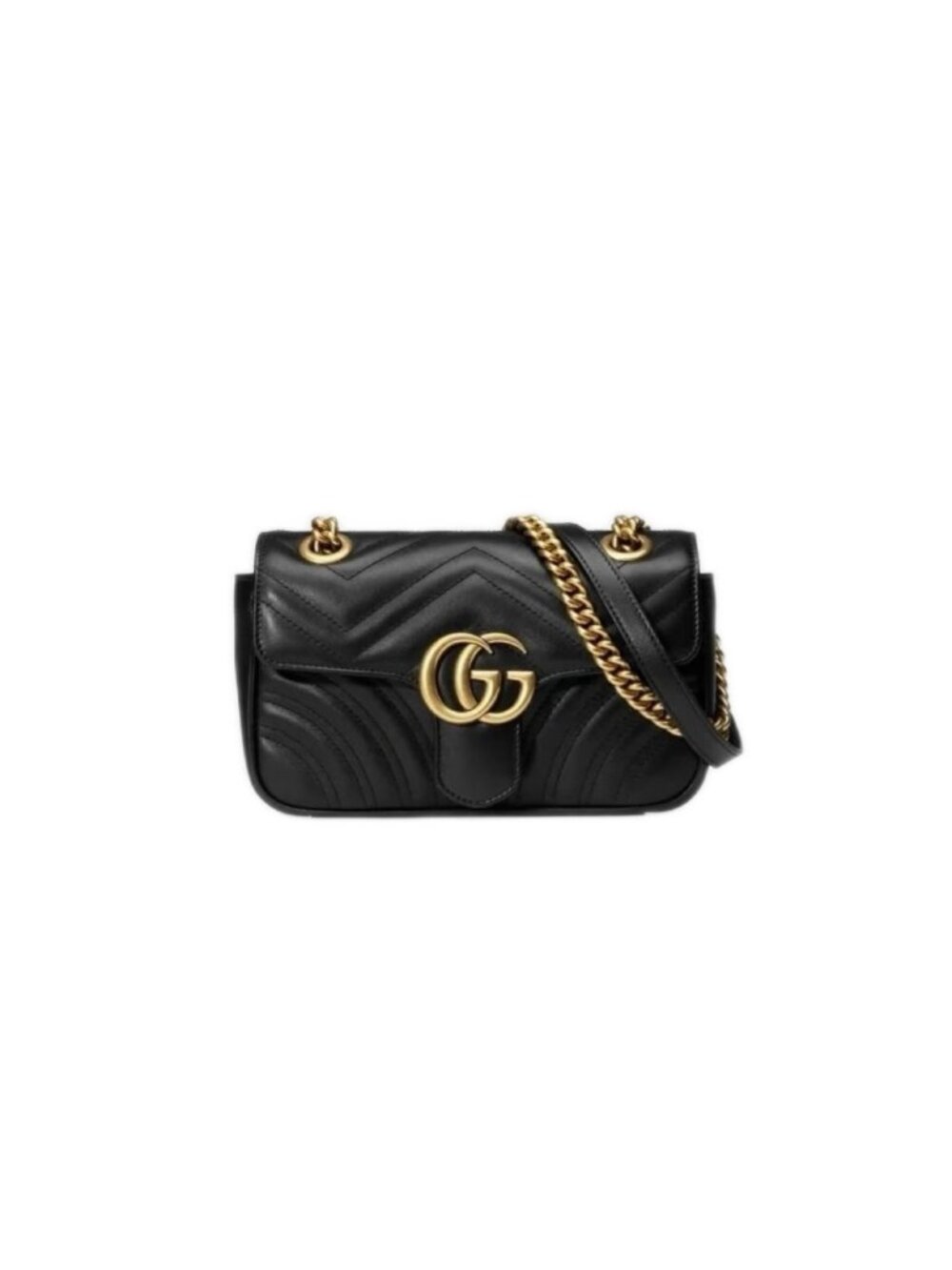 Pre-owned Gucci GG Marmont Matelasse Calfskin Mini Bag Black 446744